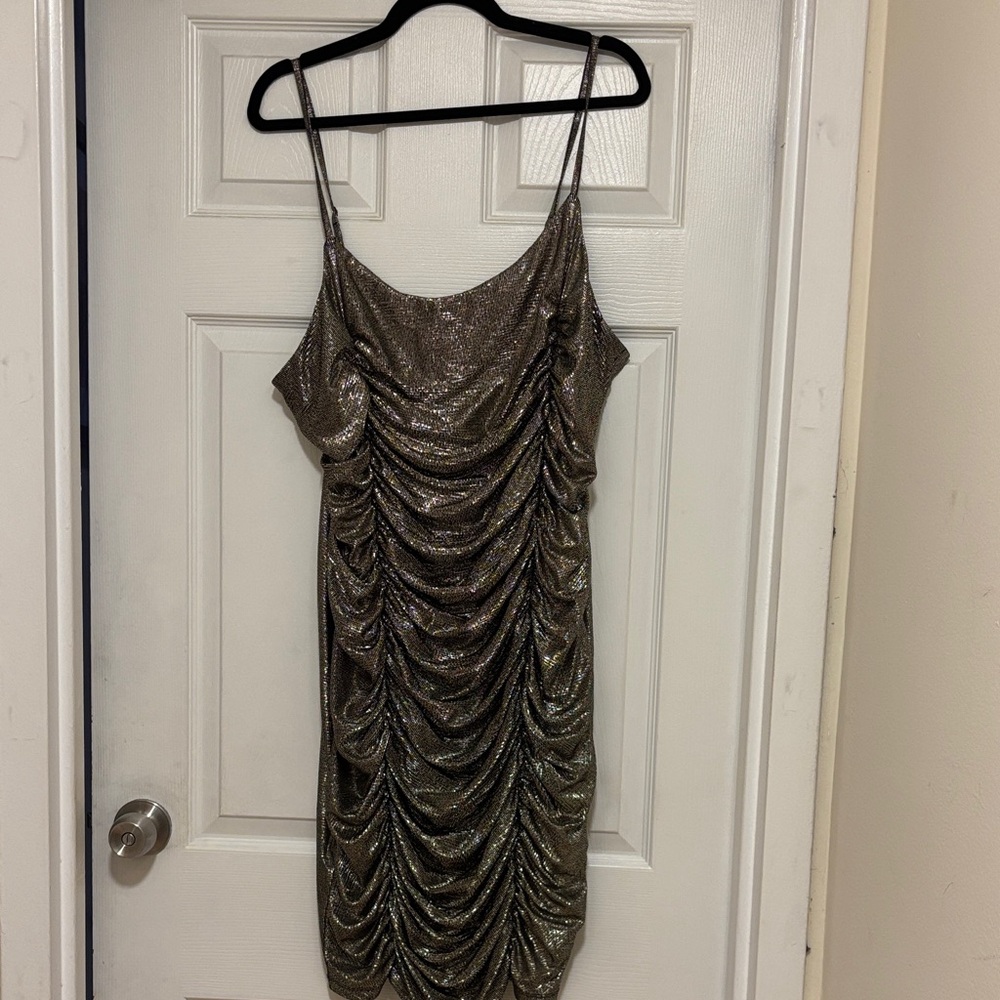 Forever 21 Metallic Ruched Mini Dress
